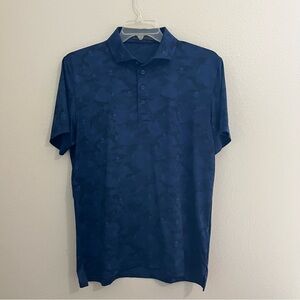 G Fore Men’s Size Large Polo Stretch Shirt Blue With Skull Print
